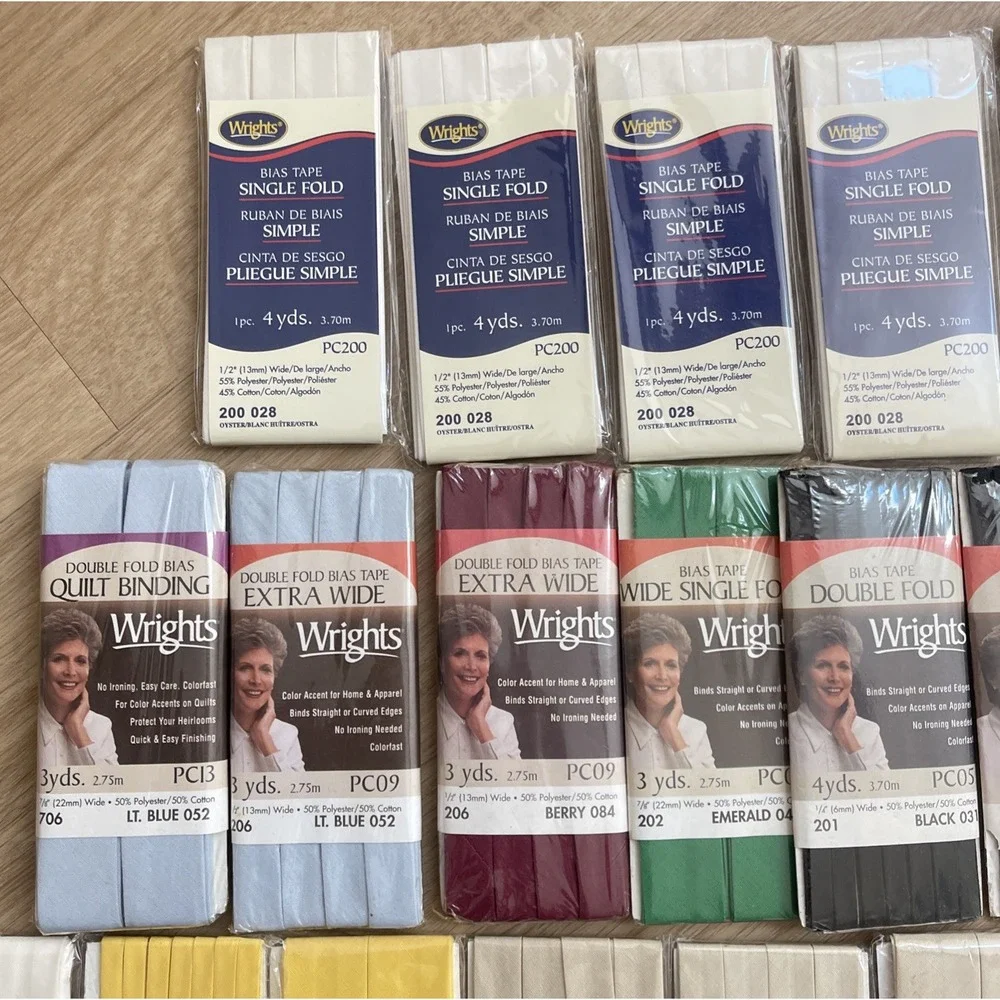 Wrights Bias Tape Single/Double Fold Single /Extra Wide Lot of 26 Multicolor